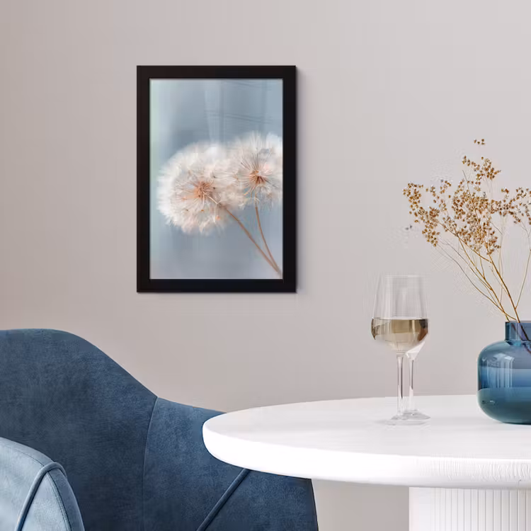 Poster met lijst - Paardenbloemen - Pluisjes - Wit — 2