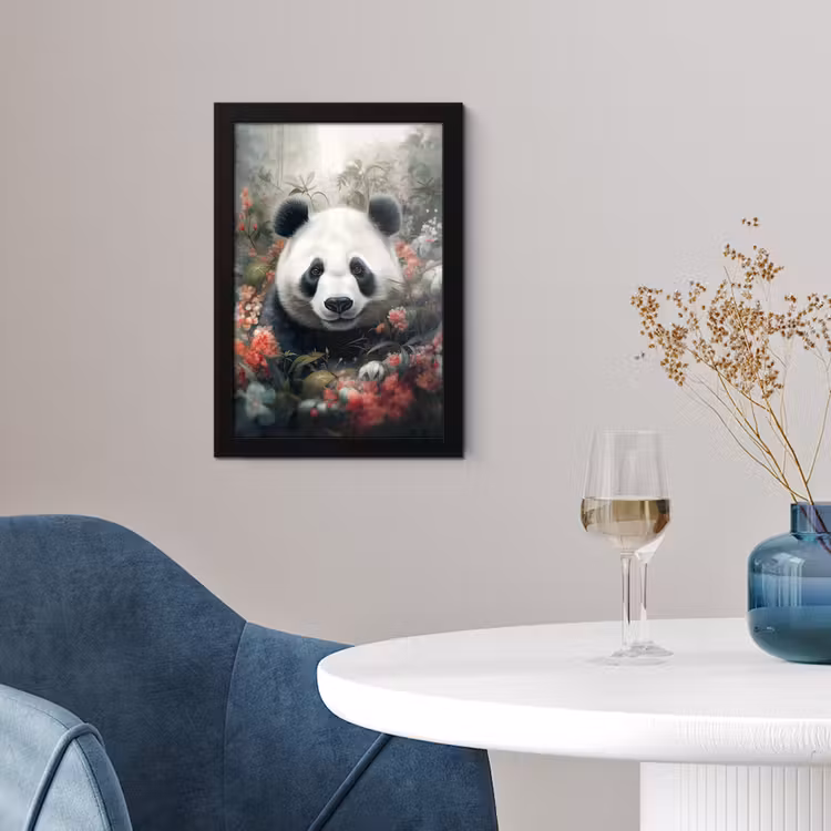 Poster met lijst - Panda - Wilde dieren - Bloemen - Natuur — 2