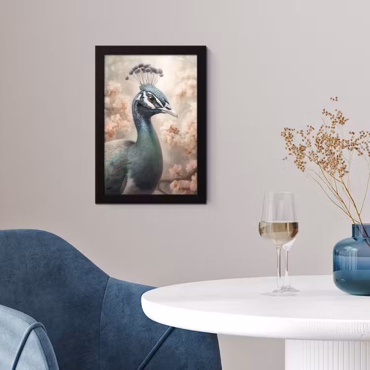 Poster met lijst - Pauw - Vogels - Bloemen - Boom - Botanisch — 2