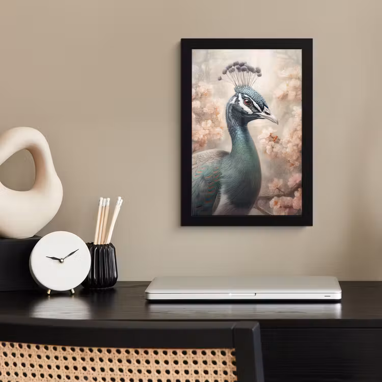 Poster met lijst - Pauw - Vogels - Bloemen - Boom - Botanisch — 3