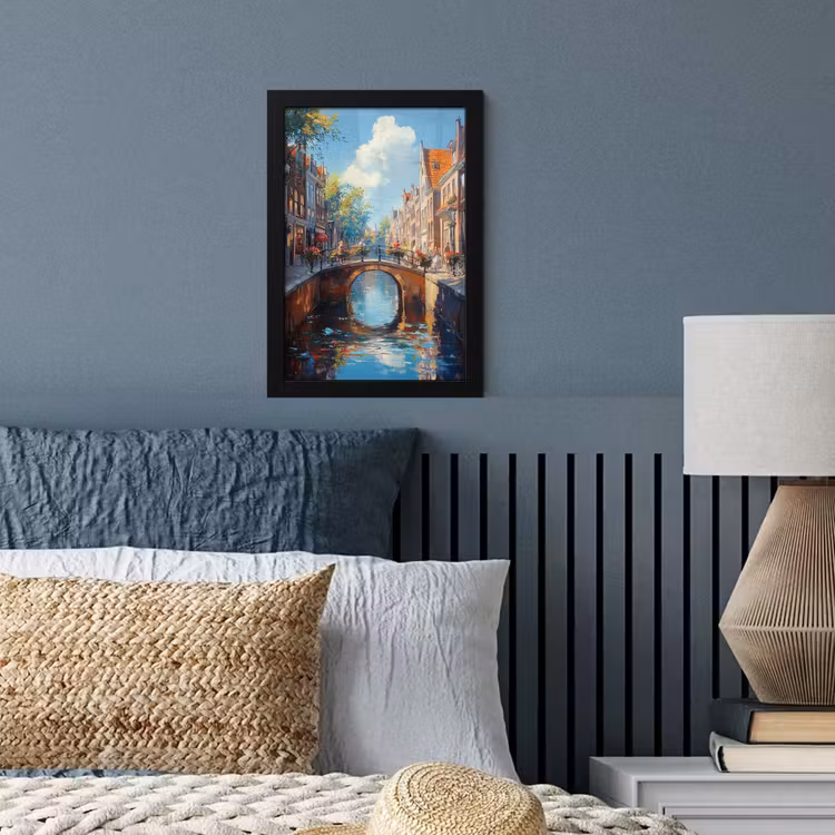 Poster met lijst - Stad - Gracht - Zon - Fietsen — 4