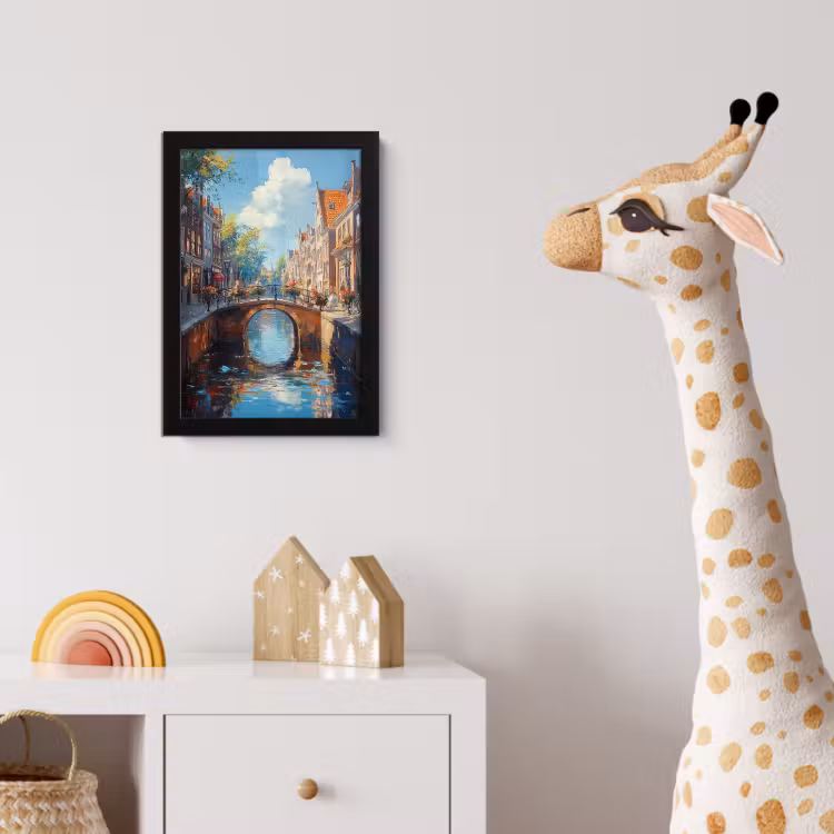 Poster met lijst - Stad - Gracht - Zon - Fietsen — 5