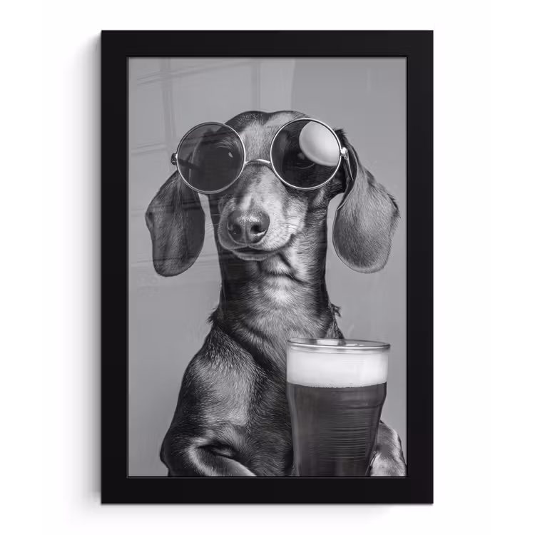 Poster met lijst - Teckel - Bier - Glas - Bril — 1