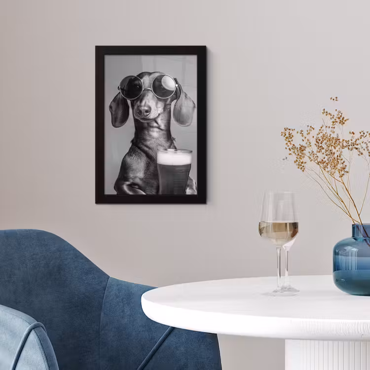 Poster met lijst - Teckel - Bier - Glas - Bril — 2