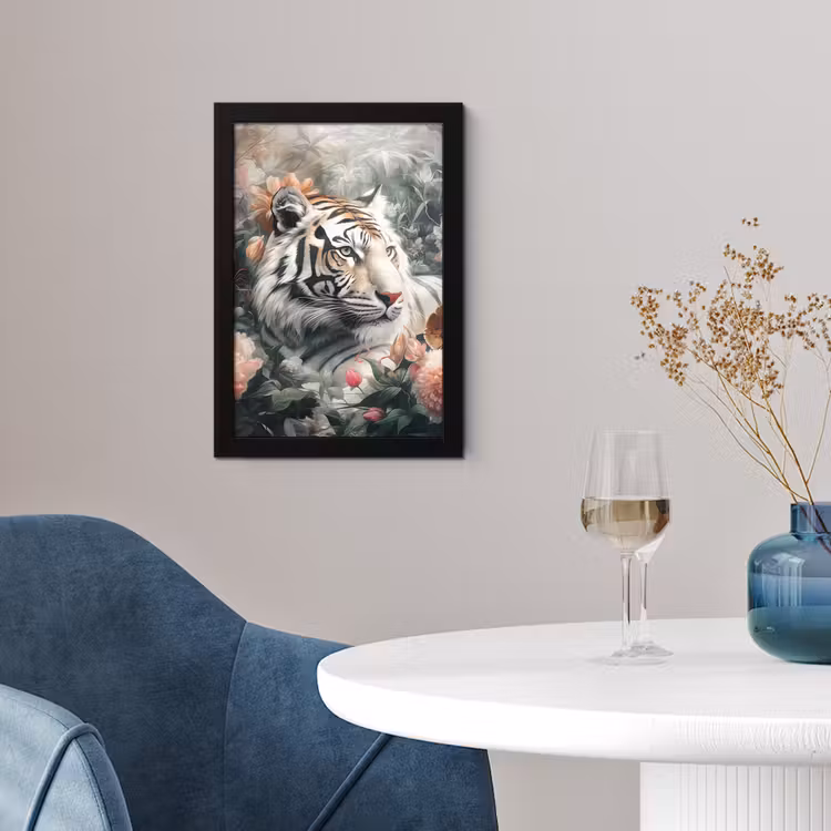 Poster met lijst - Tijger - Wilde dieren - Bloemen - Jungle — 2