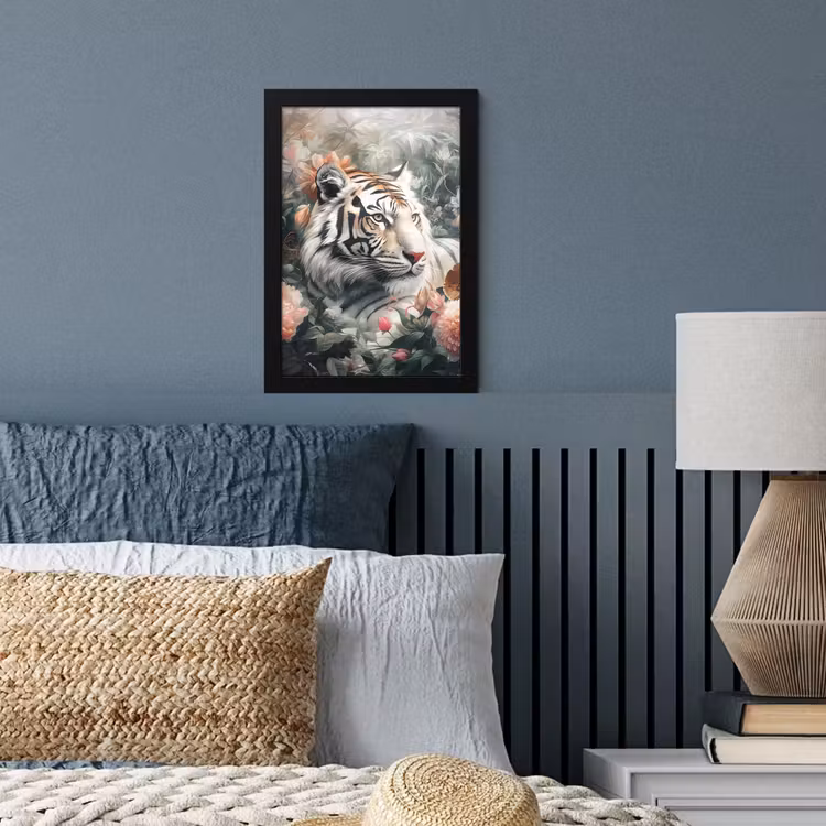Poster met lijst - Tijger - Wilde dieren - Bloemen - Jungle — 4