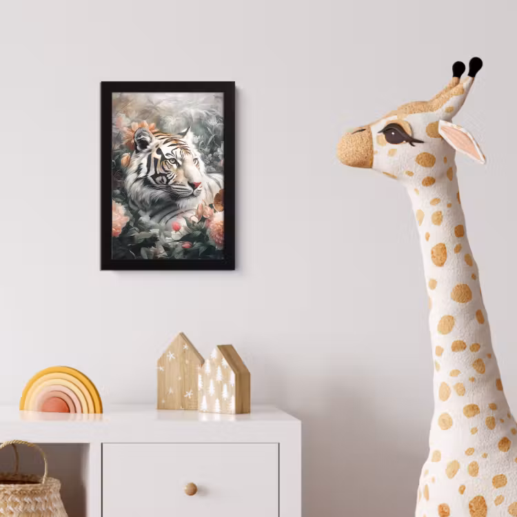 Poster met lijst - Tijger - Wilde dieren - Bloemen - Jungle — 5