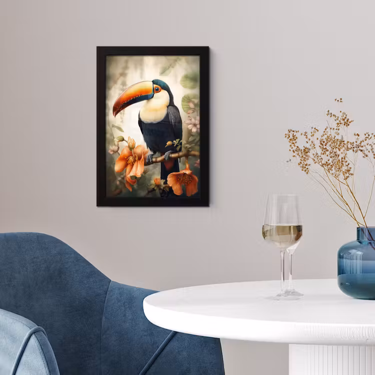Poster met lijst - Toekan - Vogel - Bloemen - Planten — 2