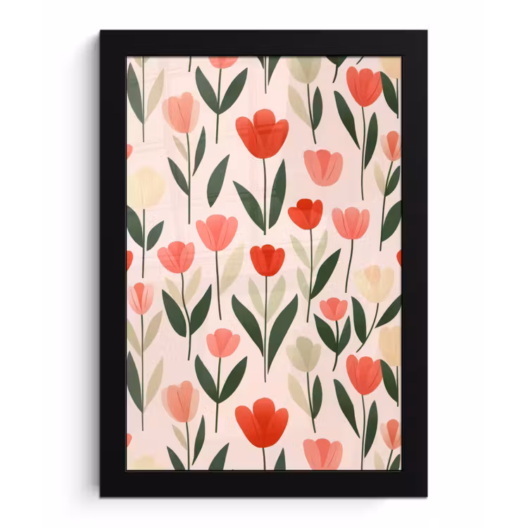 Poster met lijst - Tulpen - Modern - Roze — 1