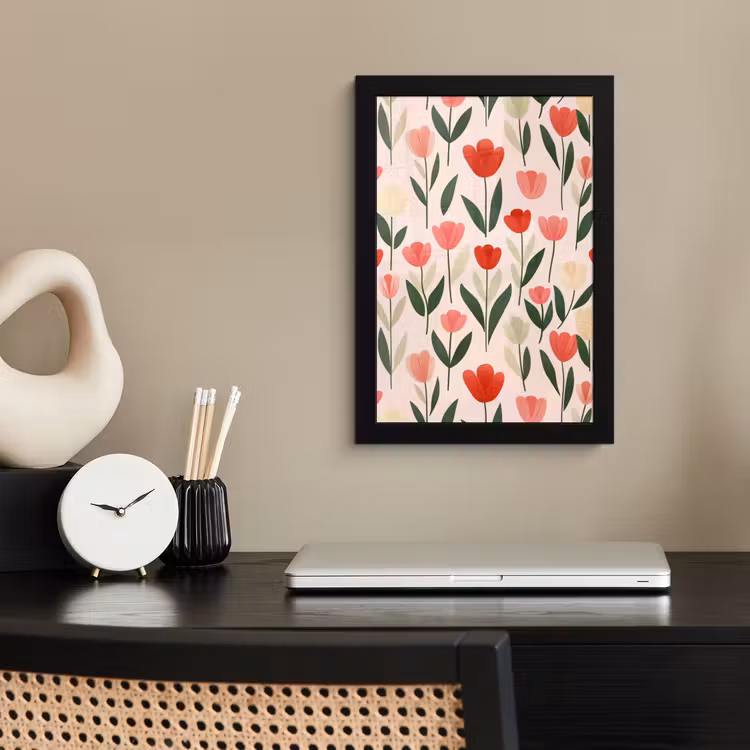 Poster met lijst - Tulpen - Modern - Roze — 3