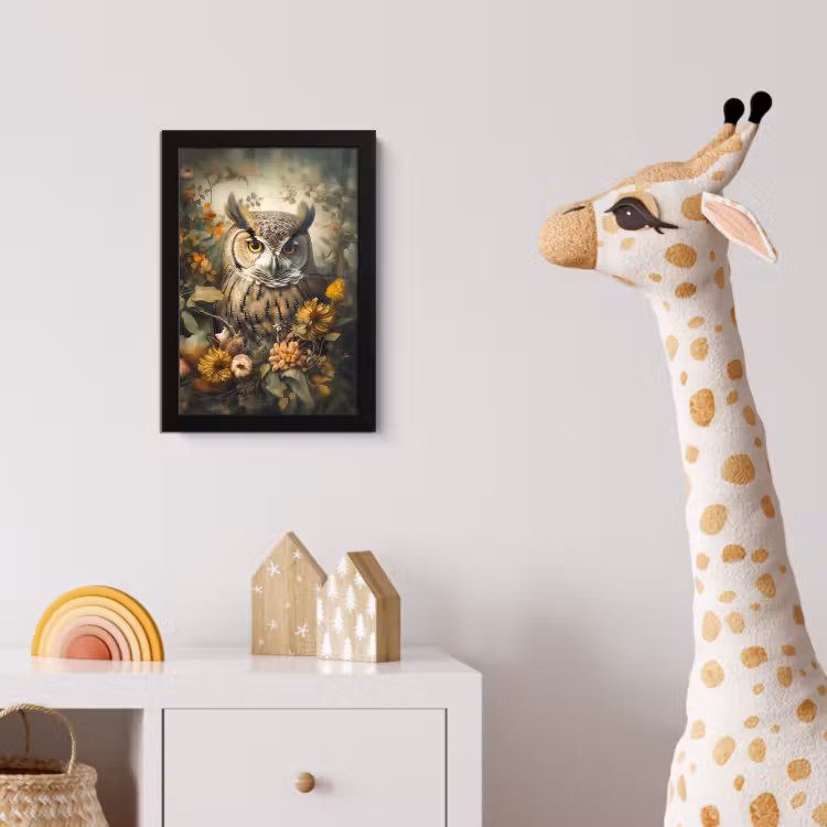 Poster met lijst - Uil - Vogels - Bloemen - Natuur — 5