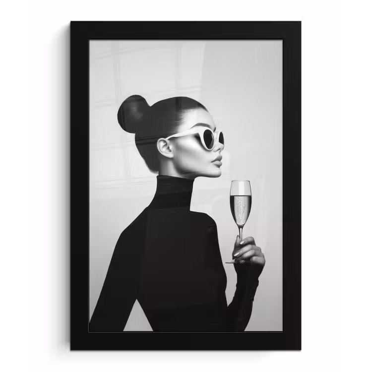 Poster met lijst - Vrouw - Champagne - Modern — 1