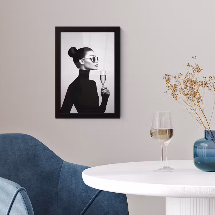 Poster met lijst - Vrouw - Champagne - Modern — 2