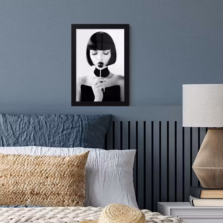 Poster met lijst - Vrouw - Lolly - Zwart - Wit — 4