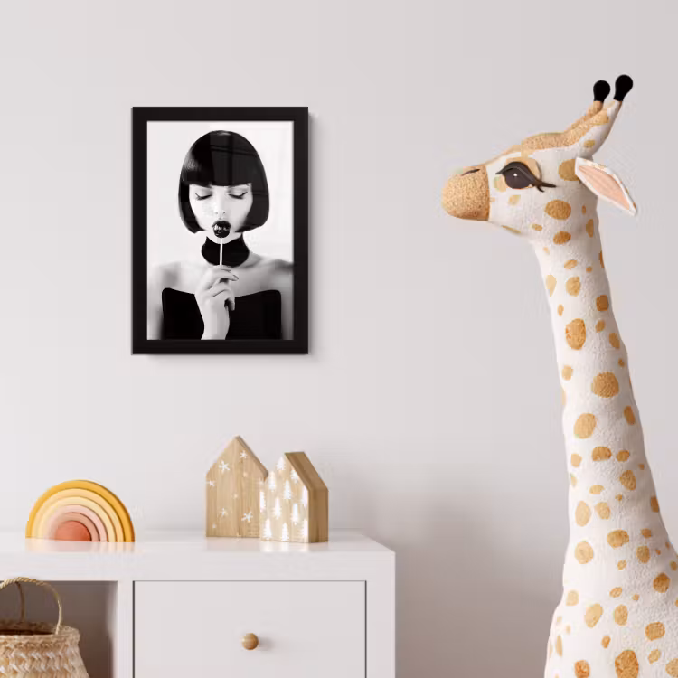 Poster met lijst - Vrouw - Lolly - Zwart - Wit — 5
