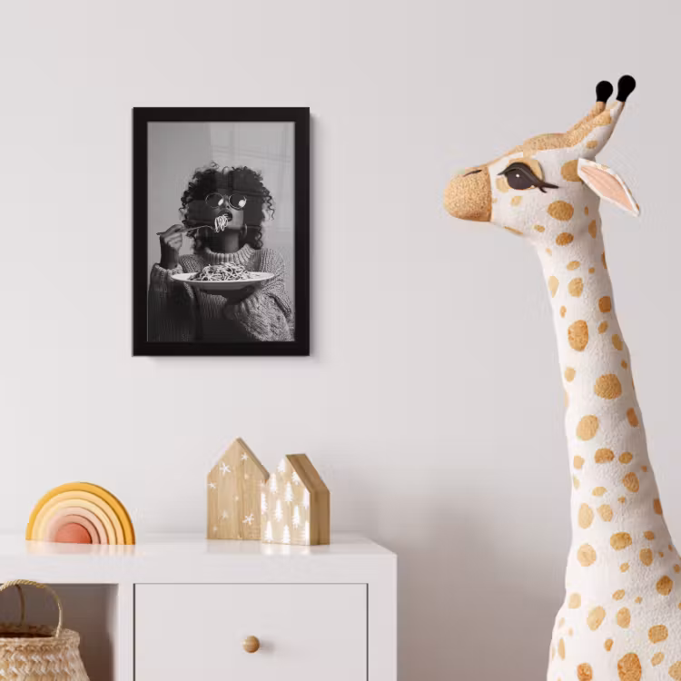 Poster met lijst - Vrouw - Pasta - Zwart - Wit — 5