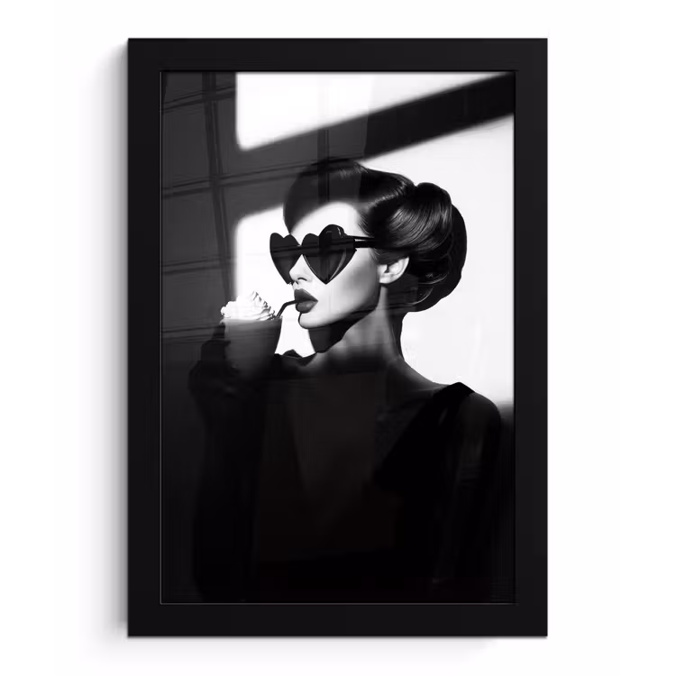 Poster met lijst - Vrouw - Zwart - Hart — 1