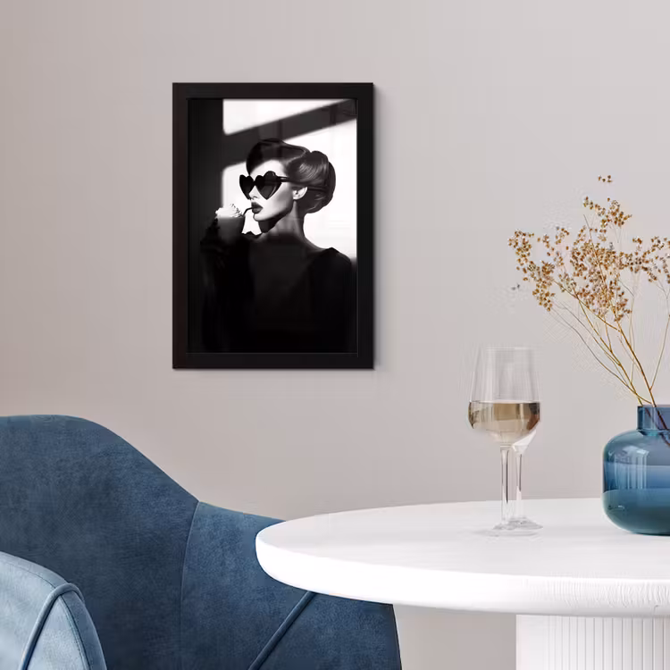 Poster met lijst - Vrouw - Zwart - Hart — 2