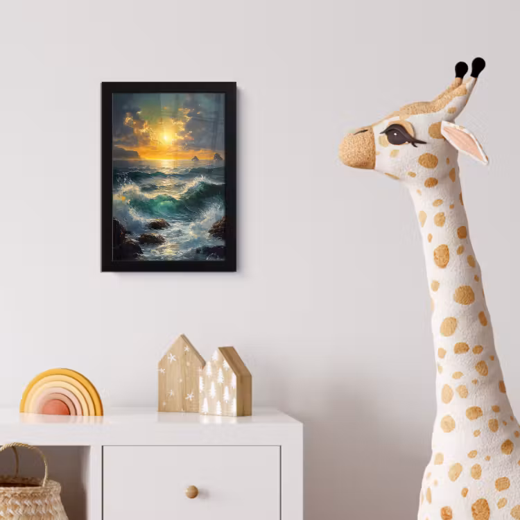 Poster met lijst - Zee - Zon - Golven - Rotsen — 5