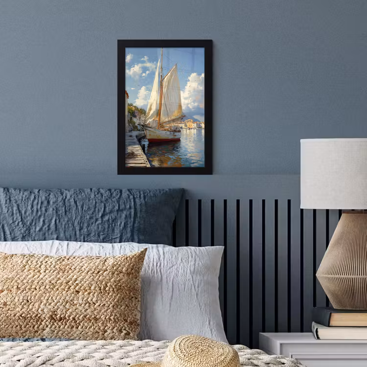 Poster met lijst - Zeilschip - Huizen - Kade - Zee — 4