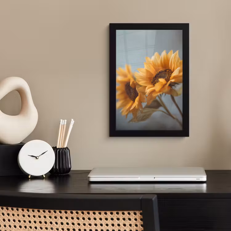 Poster met lijst - Zonnebloemen - Geel - Wazig — 3