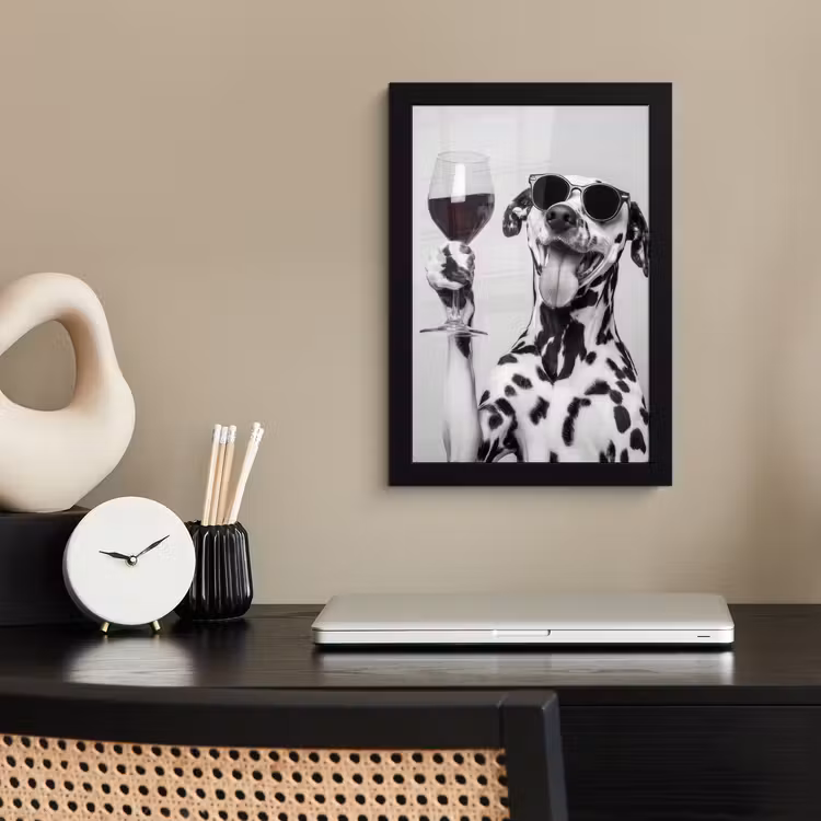 Poster met lijst - Zonnebril - Dalmatiër - Wijnglas - Tong — 3