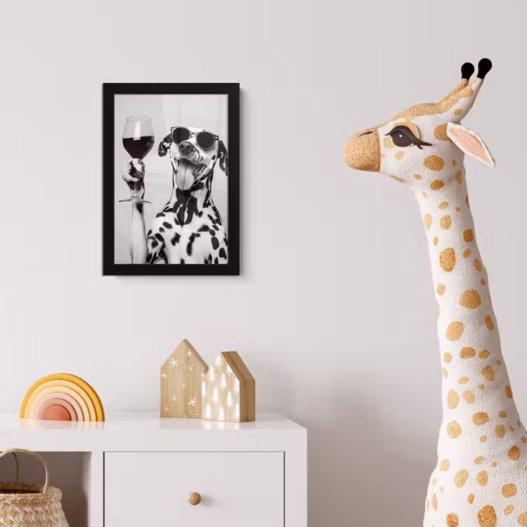 Poster met lijst - Zonnebril - Dalmatiër - Wijnglas - Tong — 5