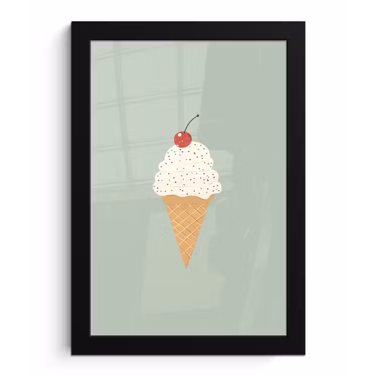 Poster met lijst - Illustratie - Ijsje - Spikkels - Kers — 1