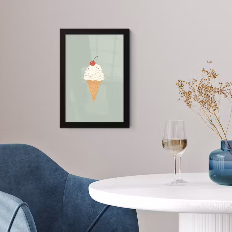 Poster met lijst - Illustratie - Ijsje - Spikkels - Kers — 2