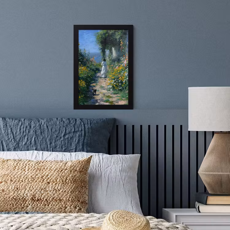 Poster met lijst - Kat - Vrouw - Bloemen - Huis — 4