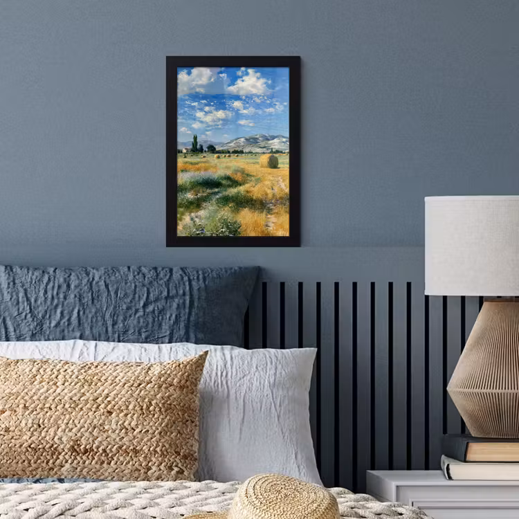 Poster met lijst - Landschap - Strobalen - Bergen - Wolken — 4