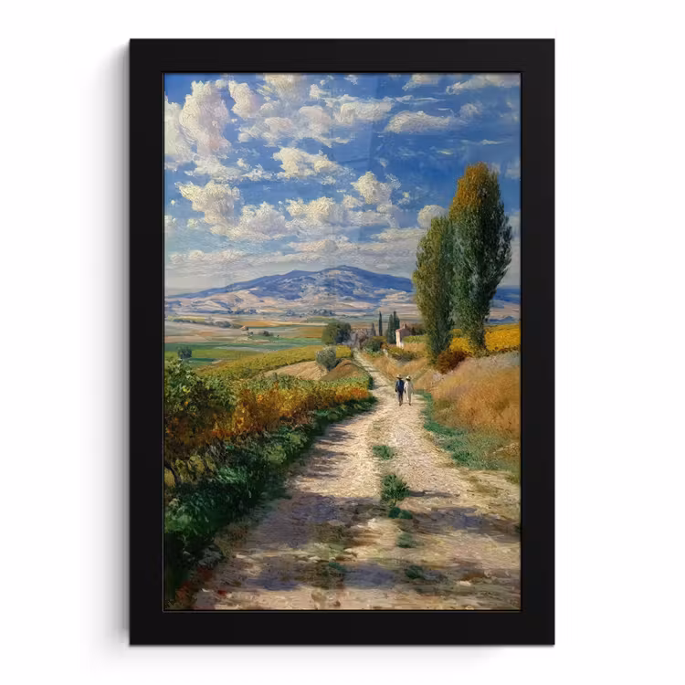 Poster met lijst - Mensen - Wandelen - Zandpad - Velden — 1