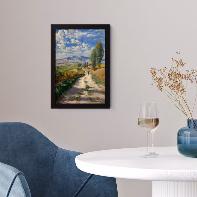 Poster met lijst - Mensen - Wandelen - Zandpad - Velden — 2