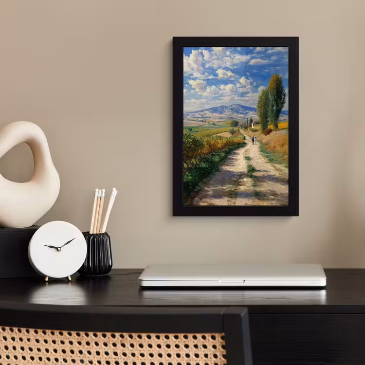 Poster met lijst - Mensen - Wandelen - Zandpad - Velden — 3