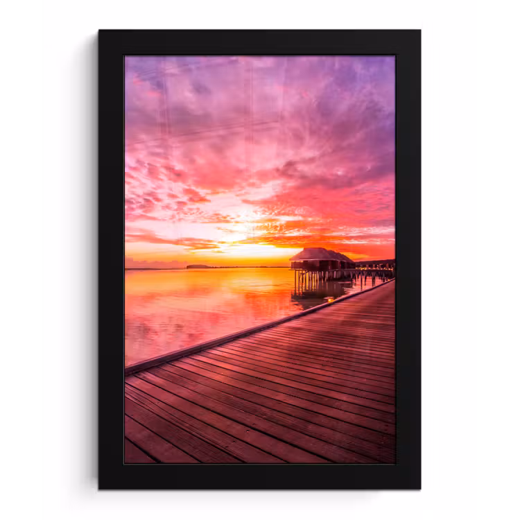 Poster met lijst - Steiger - Water - Zon - Roze - Horizon — 1