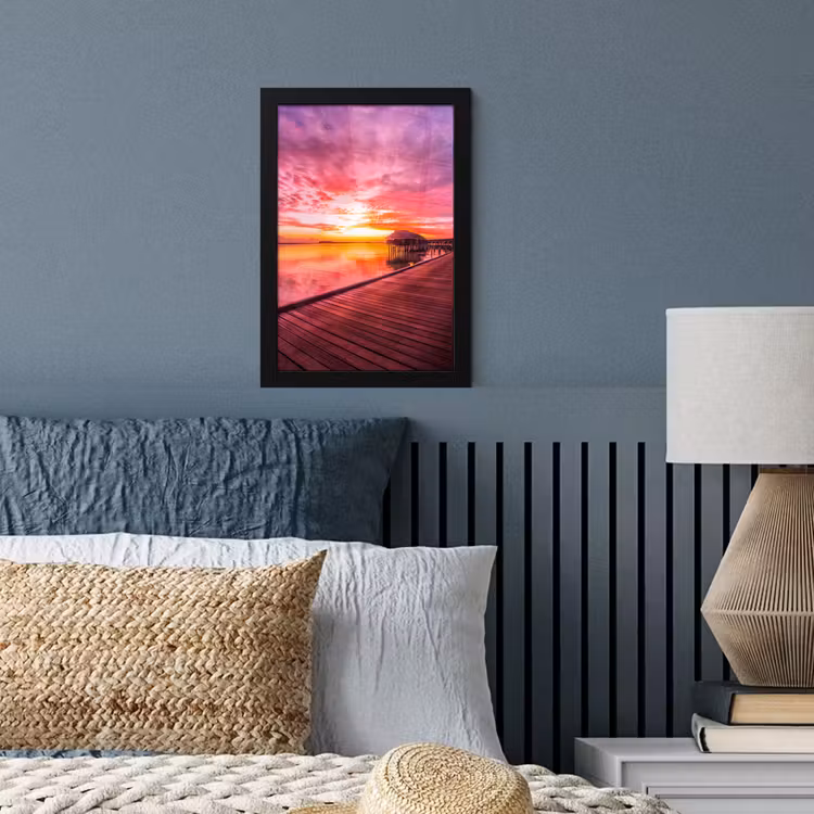 Poster met lijst - Steiger - Water - Zon - Roze - Horizon — 4