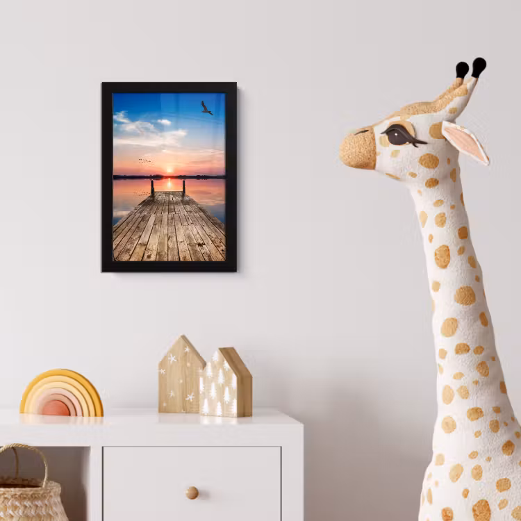 Poster met lijst - Steiger - Water - Zonsondergang - Roze - Horizon — 5