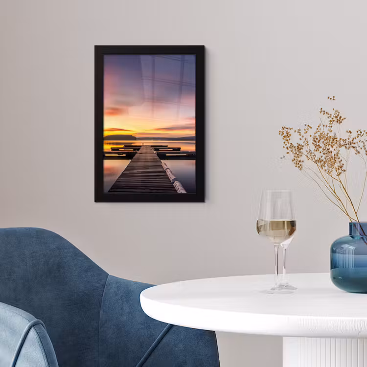 Poster met lijst - Steiger - Zonsondergang - Water - Zee - Reflectie — 2