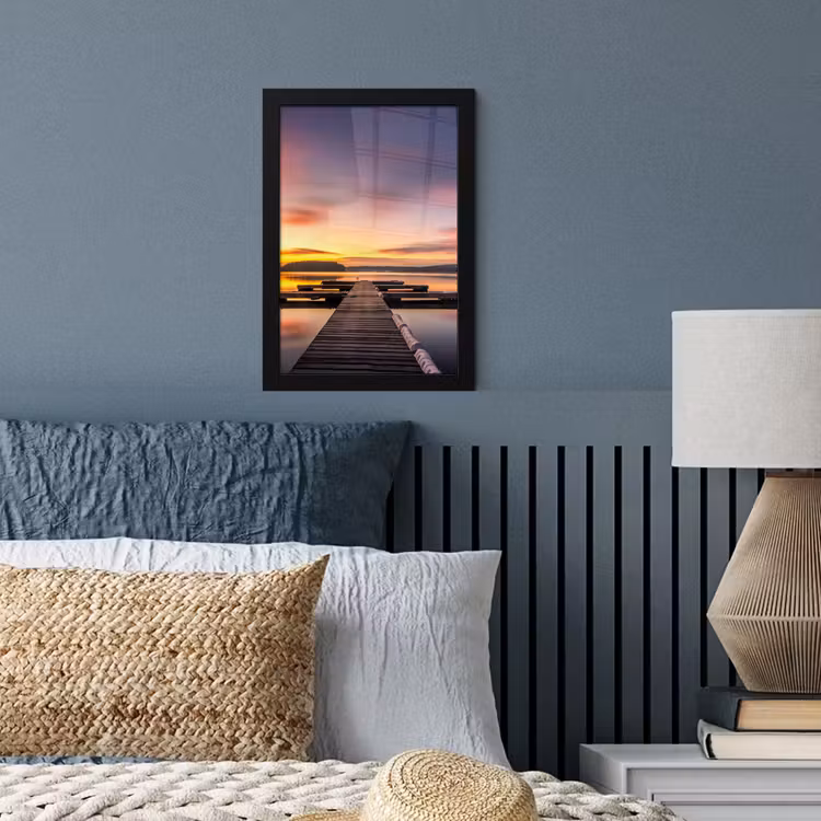 Poster met lijst - Steiger - Zonsondergang - Water - Zee - Reflectie — 4