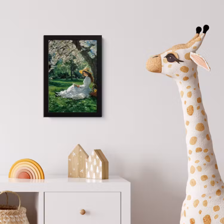 Poster met lijst - Vrouw - Boom - Boek - Mandje — 5