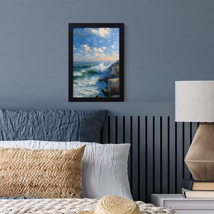 Poster met lijst - Zee - Golven - Rotsen - Meeuwen — 4