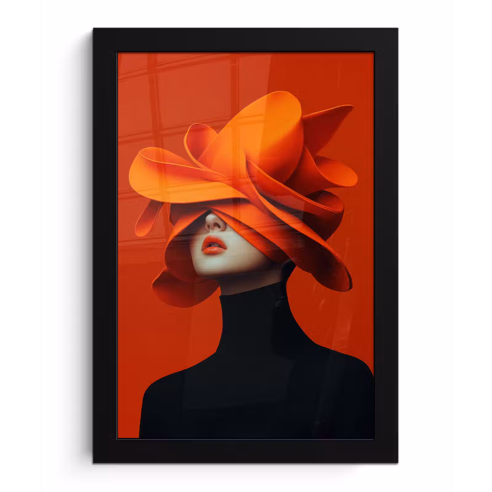 Poster met lijst - Oranje - Hoed - Vrouw — 1