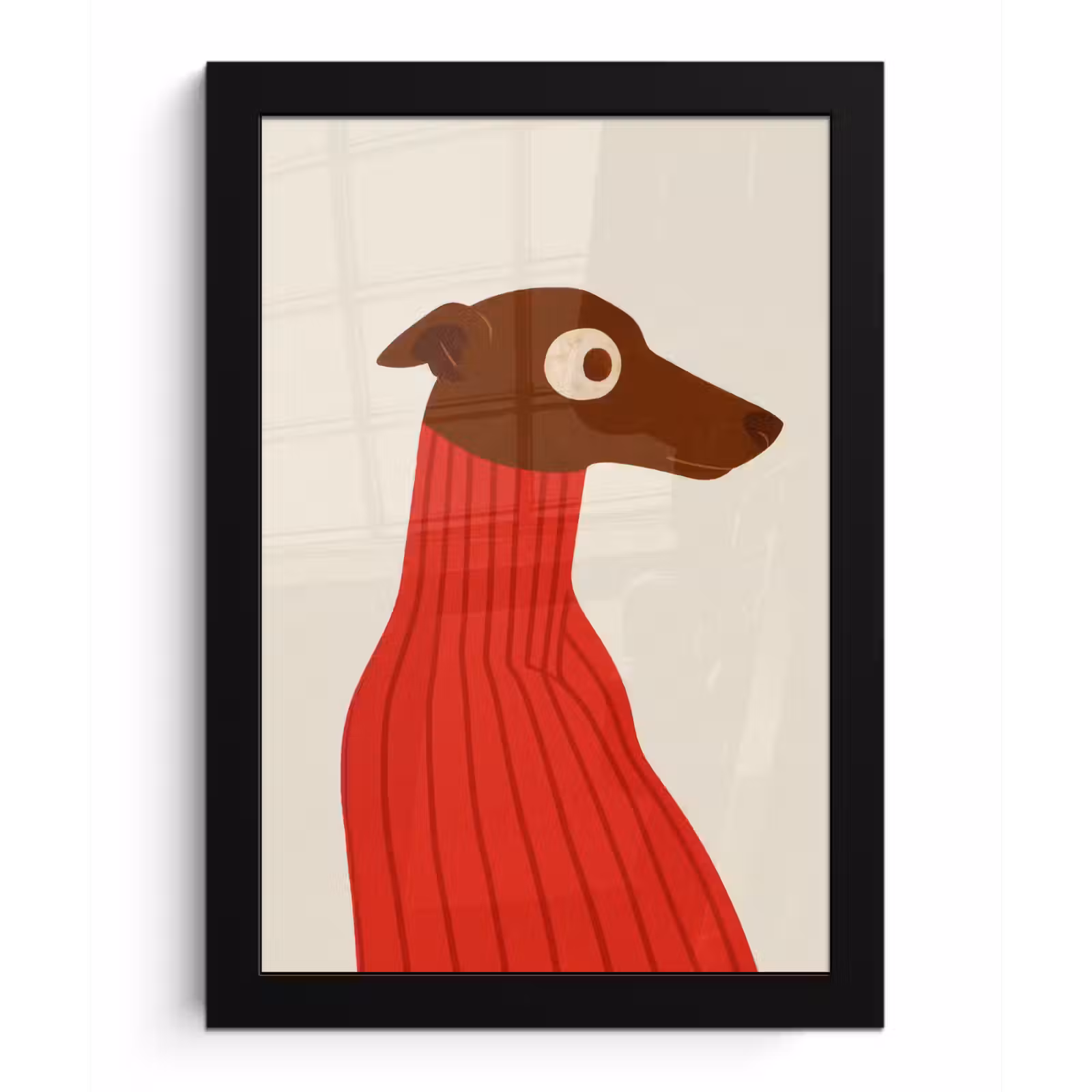 Poster met lijst - Silhouet - Hond - Trui - Rood — 1