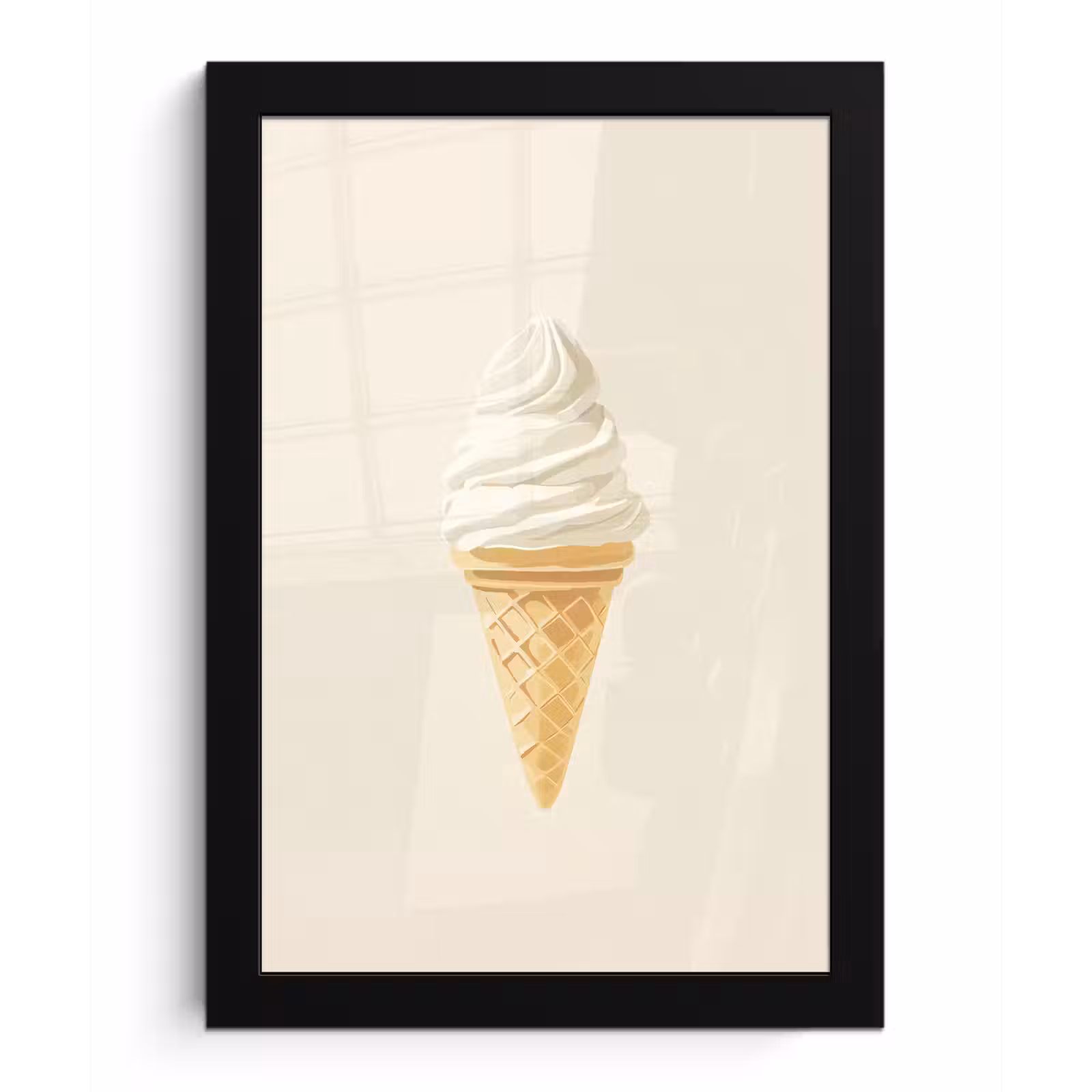Poster met lijst - Softijs - Hoorntje - Wit — 1