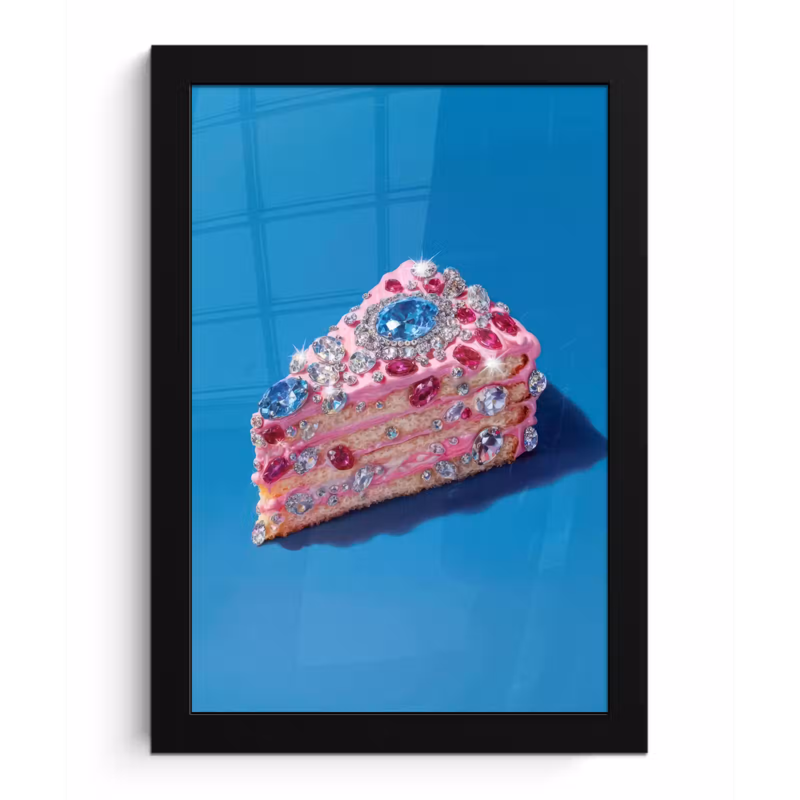 Poster met lijst - Taart - Edelstenen - Glitters - Roze — 1