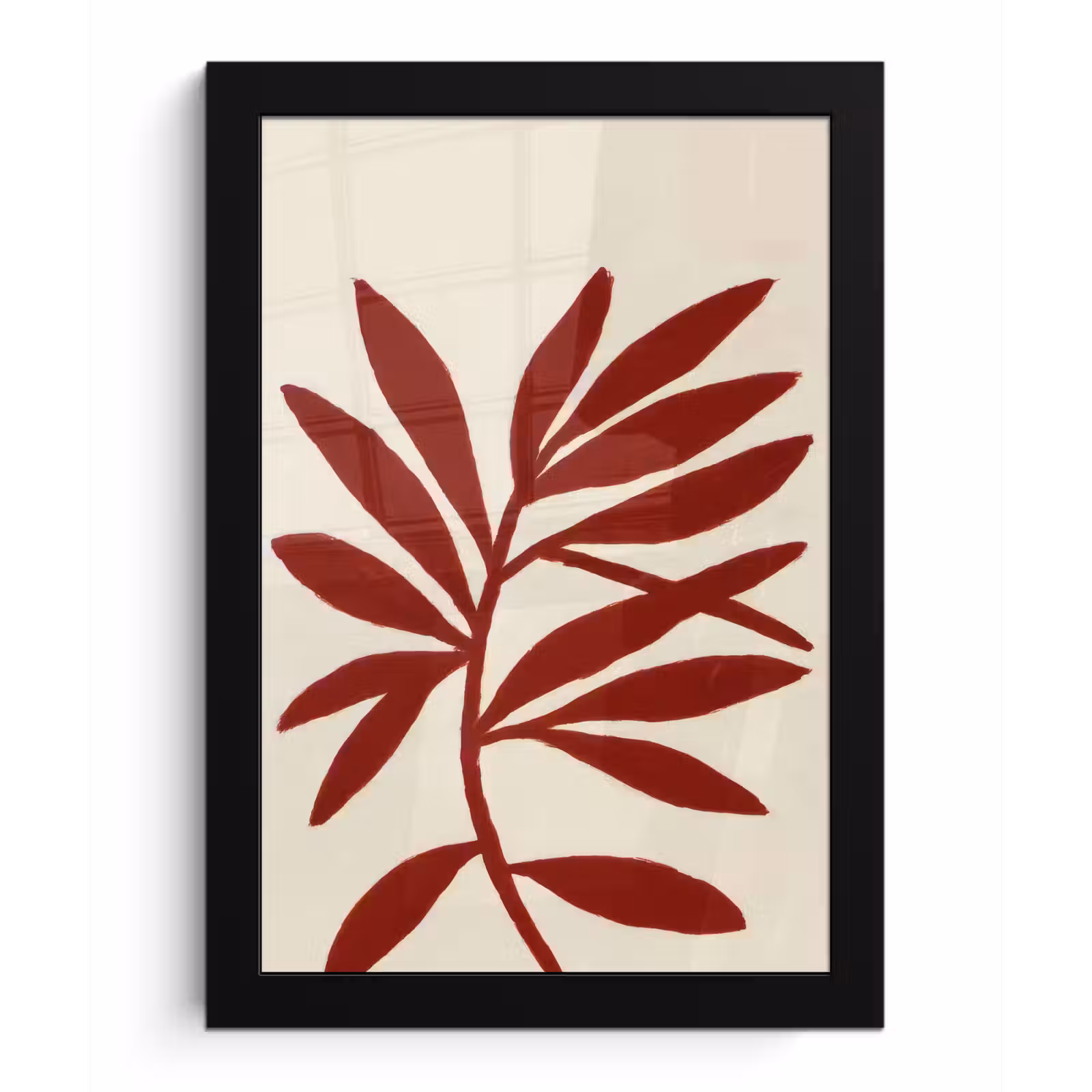 Poster met lijst - Tak - Bladeren - Rood — 1
