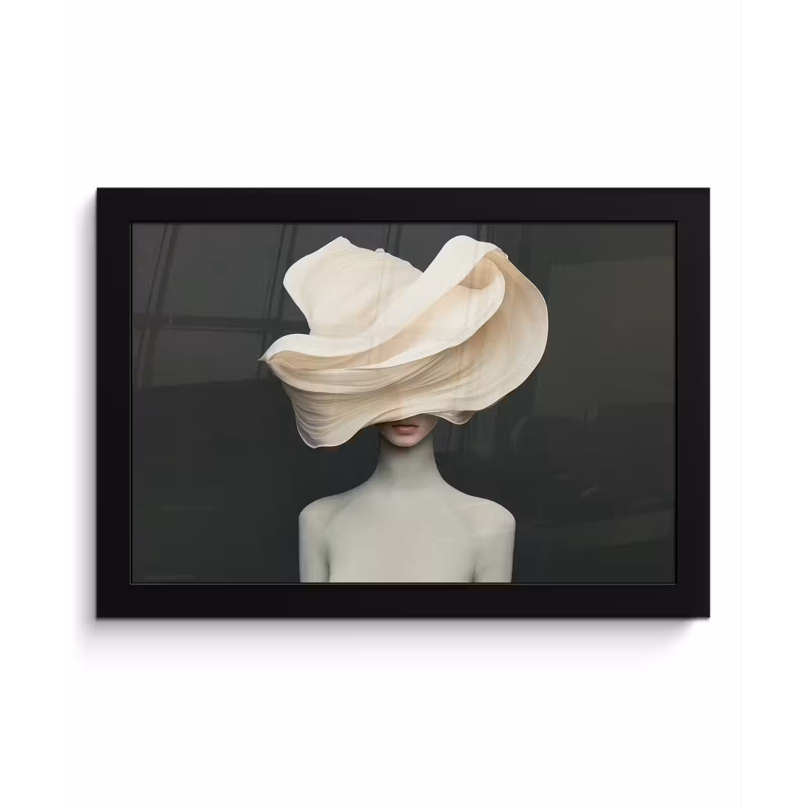 Poster met lijst - Vrouw - Beige - hoed — 1