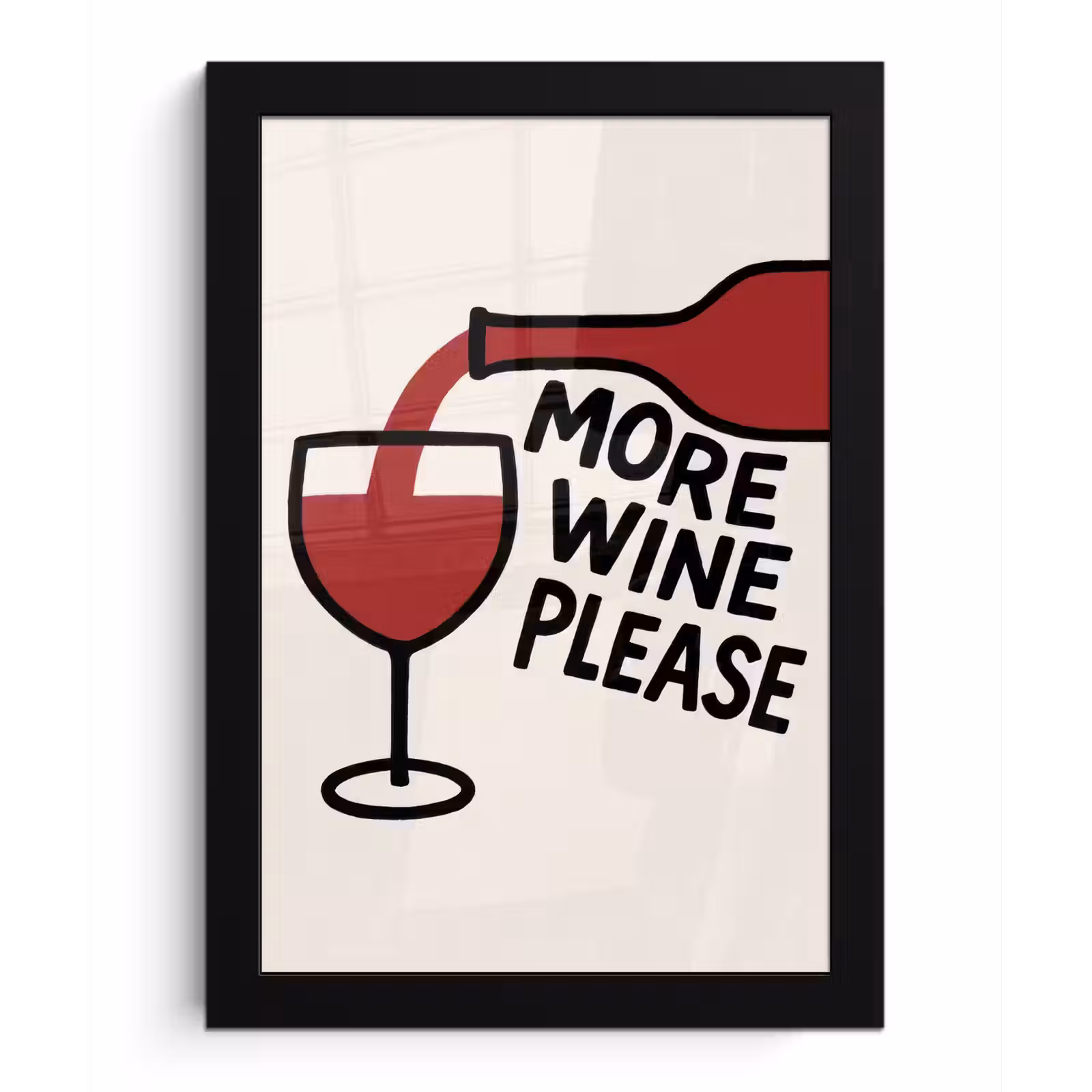 Poster met lijst - Wijnfles - Quote - Rood - Glas — 1