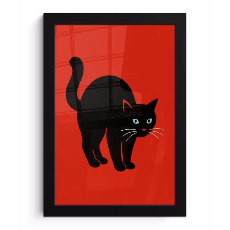 Poster met lijst - Kat - Zwart - Staart — 1