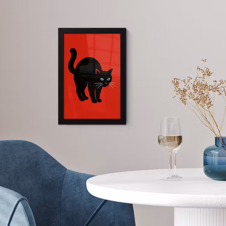 Poster met lijst - Kat - Zwart - Staart — 2